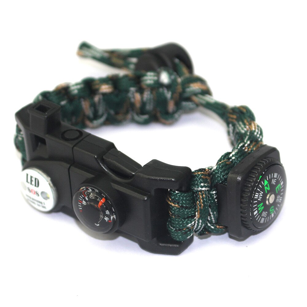 Pulsera de soga de supervivencia LED multifunción para hombre, luz de señal de emergencia multifuncional, silbato deportivo: army fan