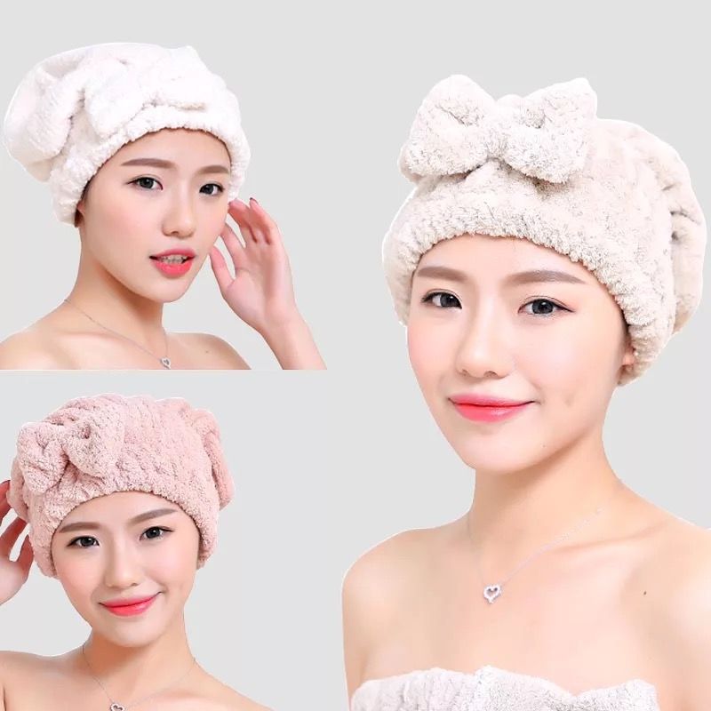 Girl's Hair Drying Hat Quick-dry Hair Towel Cap Hat Bath Hat Microfiber Solid Towel Cap Super Absorption Turban Hair Dry Cap
