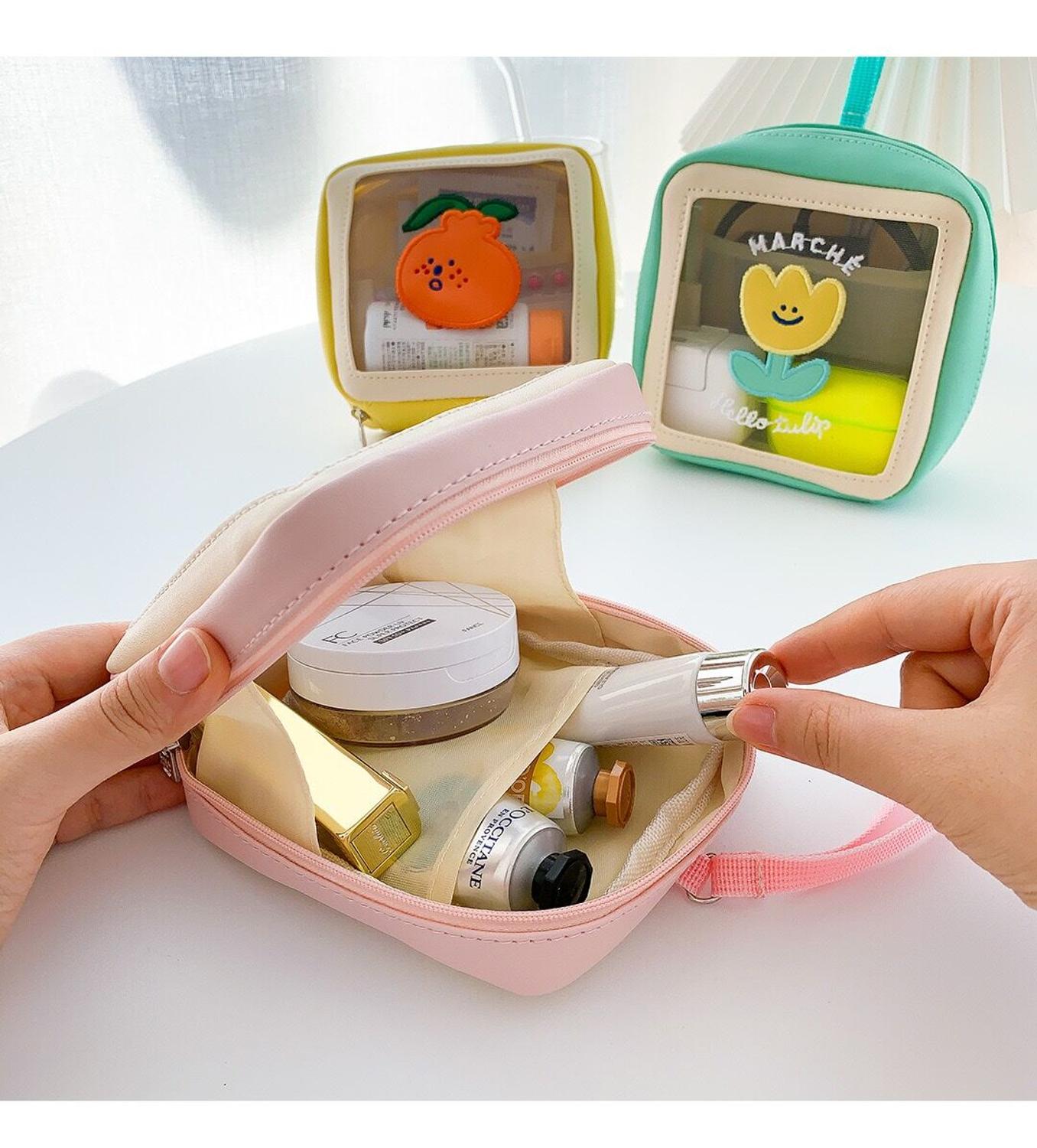 Bentoy Milkjoy Korea Rabbit Orange Flower Cosmetic Case women Daily Makeup Bags Cute Home Storage Case Bag Pouch