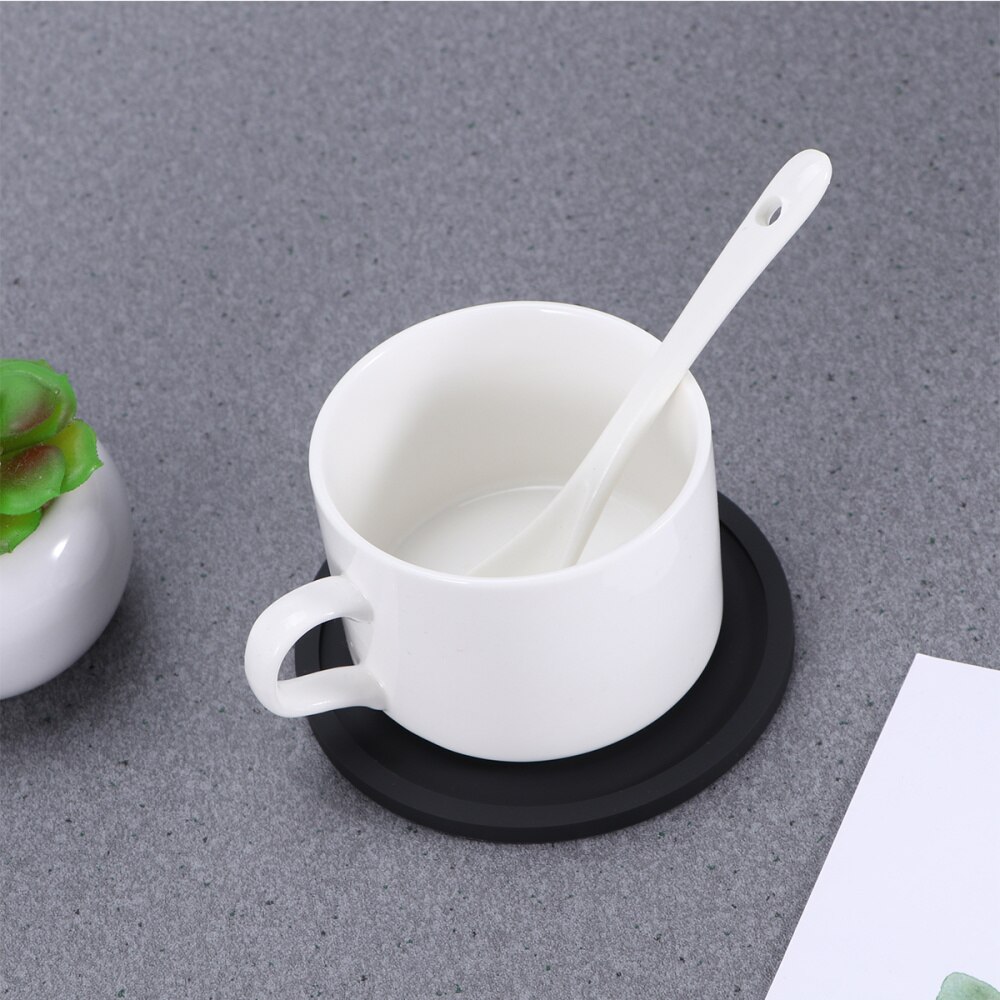 Tapete de vaso engrosado redondo para cocina, práctico posavasos antideslizante, almohadilla de aislamiento térmico para el hogar, color negro, 8 Uds.