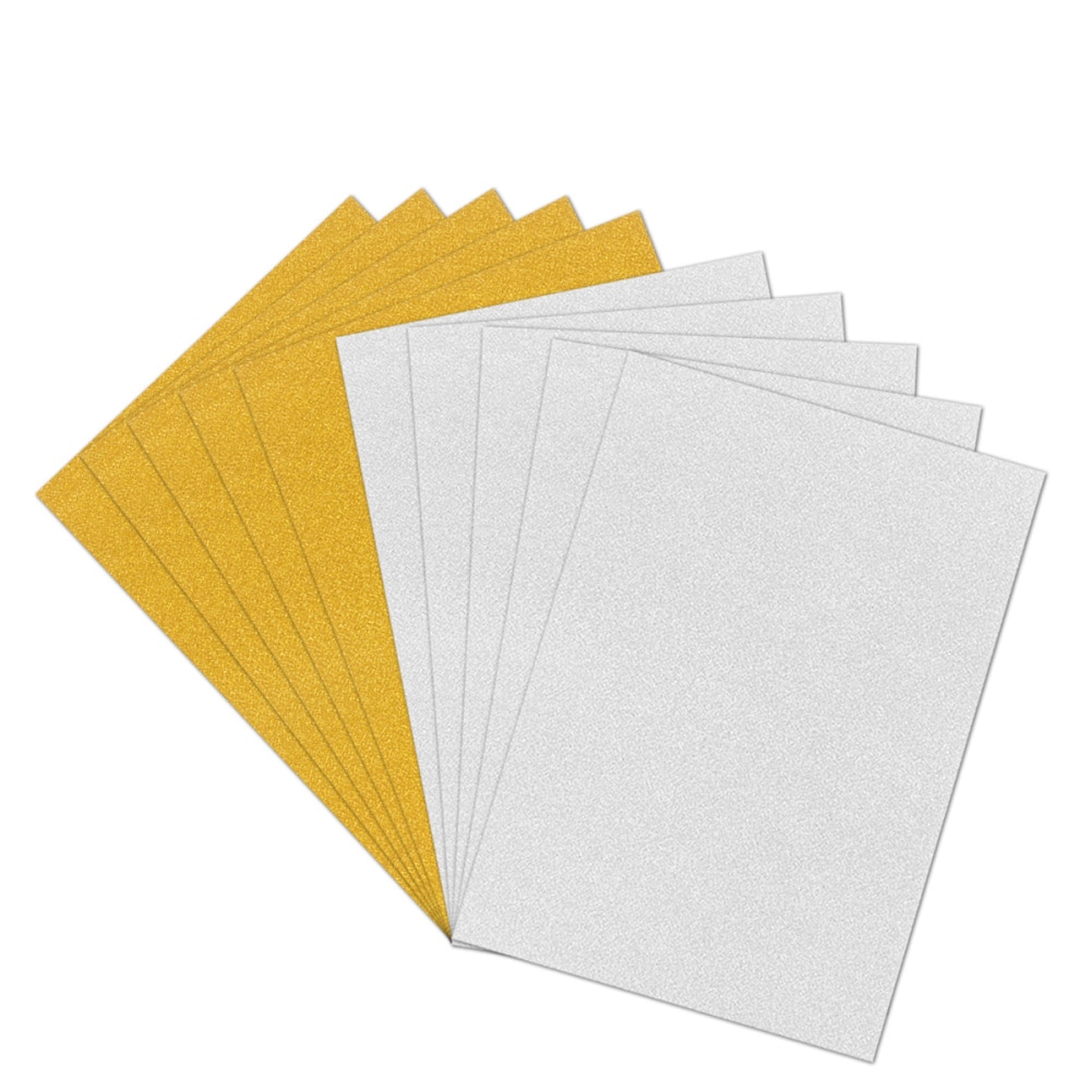 10pcs A4 Sheets Glitter Cardstock Card Making Diy Material Sparkling Craftwork Scrapbooking (Gold & Silver): Default Title