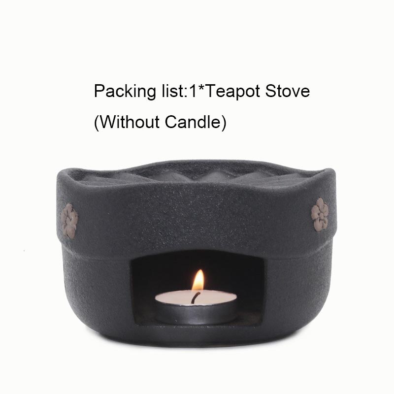 Styl japońnarty czarny Zen gruba ceramika czajnik robić herbaty świeca ogrzewanie podstawa ceramiczna zestaw robić herbaty Kung Fu kawy podgrzewacz robić mleka uchwyt czajniczek: Default Title