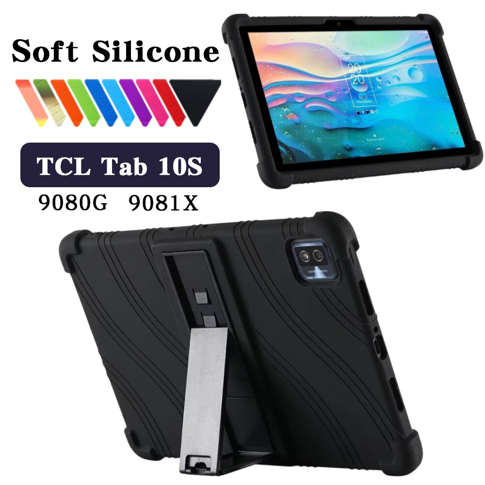 til tcl fanen 10s 9080g veske tcl 10 9081x 10.1 tommers nettbrett silikon veske stativ beskyttende deksel bak softshell alt inkludert