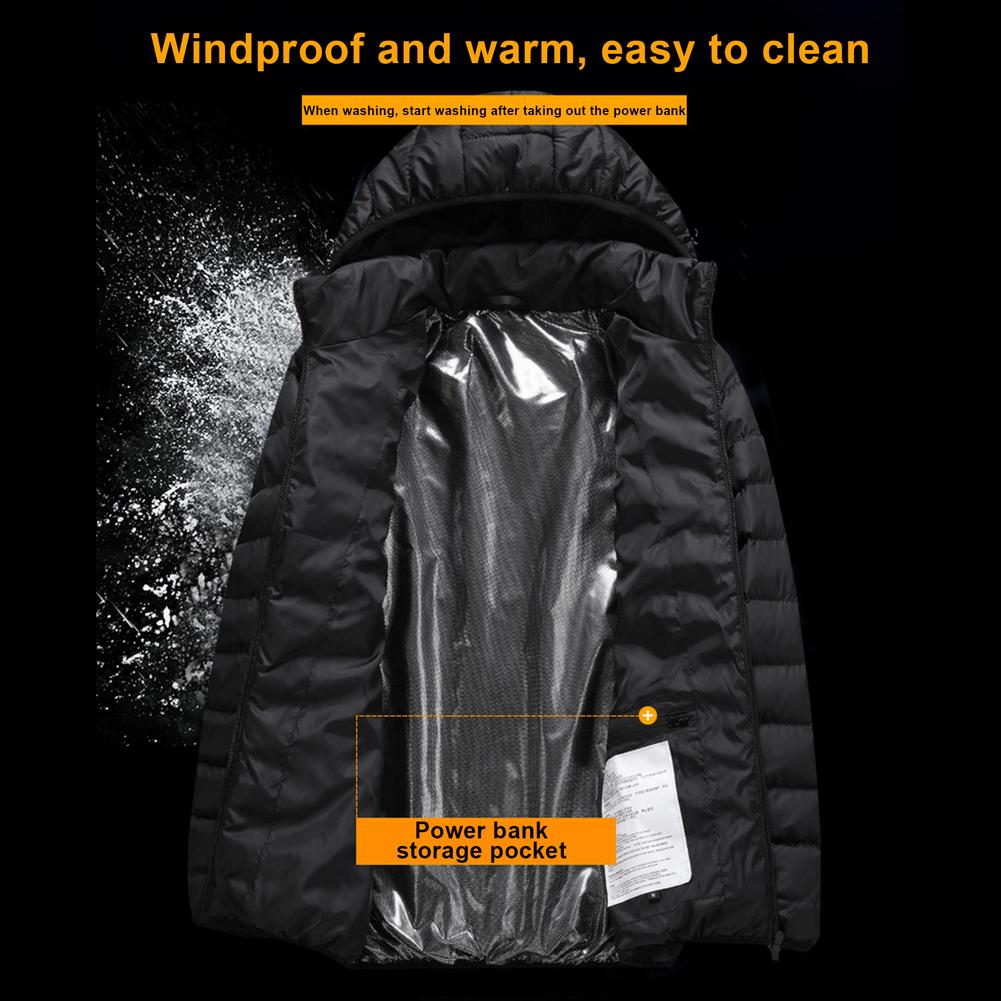Electric Heating Jacket USB Rechargeable Fast 9 Heated Zone For Outdoor Sports Ice Fishing Skiing Camping Cycling