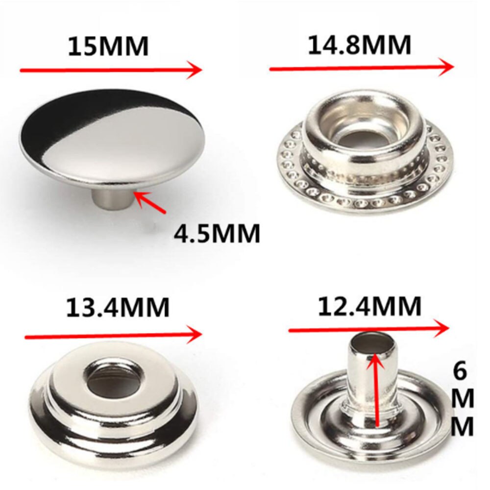 100pcs Stainless Steel Snap Fastener Press Stud Cap Button Marine Boat Canvas Set Marine Hardware Accessories