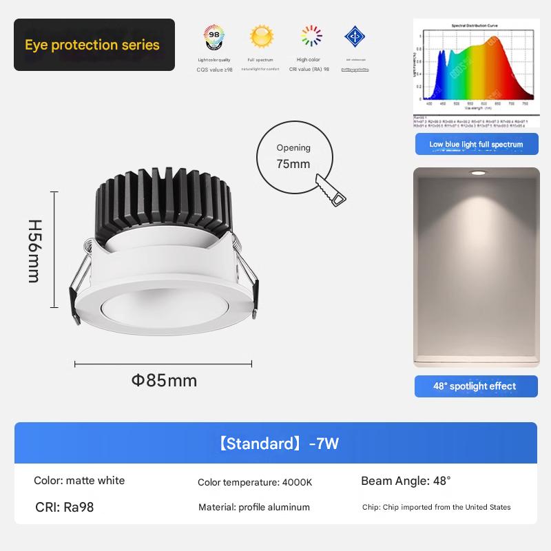 Deckenleuchte Kolben Scheinwerfer LED Downlight 3W Wohnzimmer Hintergrund Bekleidungsgeschäft minimalistisches Bullauge eingebettet dunkel Anti-Glar: Weiß / 7w