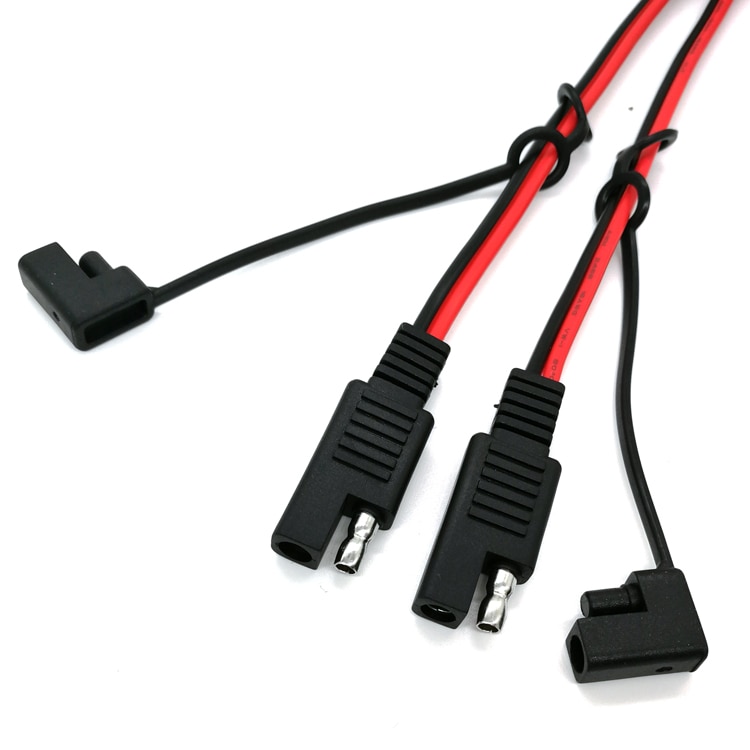 Cable de extensión SAE a SAE, 12 pies, 16AWG, 2 pines, Cable CC de alta resistencia, conector SAE de desconexión rápida, arnés de Cable con tapa antipolvo