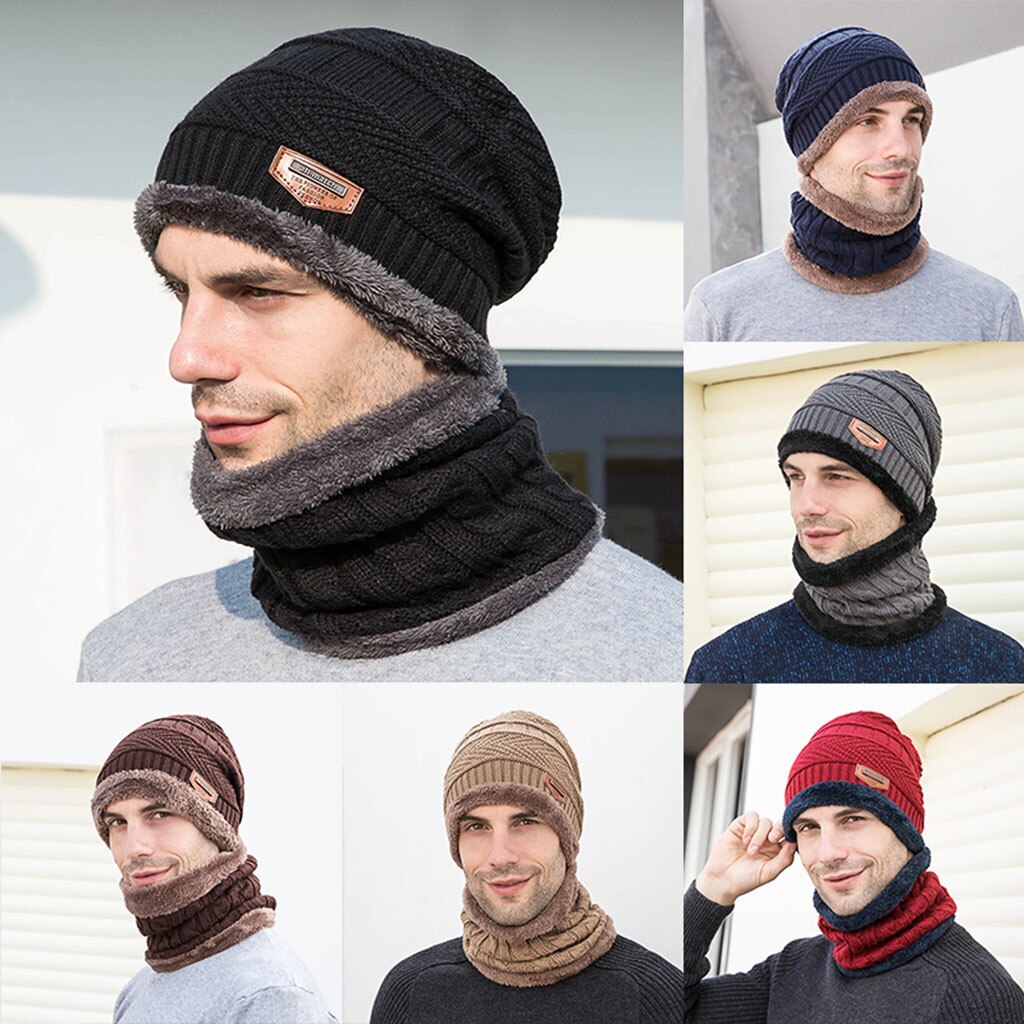 Mannen hoed hoofddeksels bib pak plus fluwelen dikke wollen hoed herfst en winter muts mannen Winter Hoed cap Kraag Set Plus Fluwelen