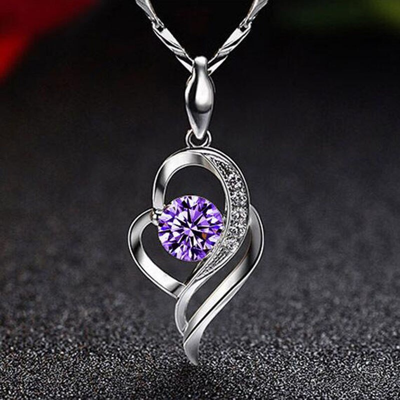 KOFSAC 925 Sterling Silber Kette Halsband Halskette Luxus Kristall CZ Liebe Herz Anhänger Halsketten Für Frauen Partei Schmuck