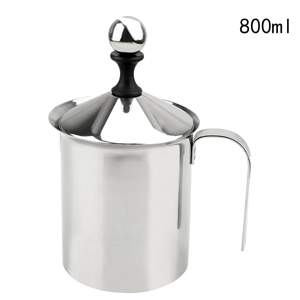 HOOMIN Manuelle Milchaufschäumer Doppel Mesh Milch Creamer 400/800ML Edelstahl Milch Schaum Mesh Kaffee Schäumer Kaffee mixer: 800ML