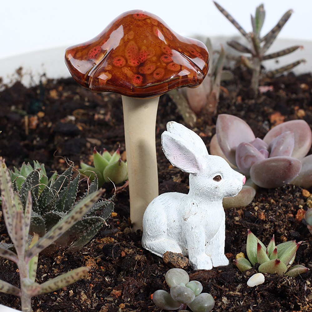 Garden Ornaments Ceramic Mushroom Craft Jewelry Succulent Flowerpot Decoration Office Desktop Garden Decoration Accessories