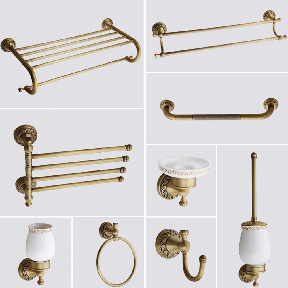 YANKSMART antyczny mosiądz akcesoria łazienkowe zestawy papier toaletowy szczotka robić wc wieszak na ręczniki wieszak na ręczniki robić montażu na ścianie zestaw Combo