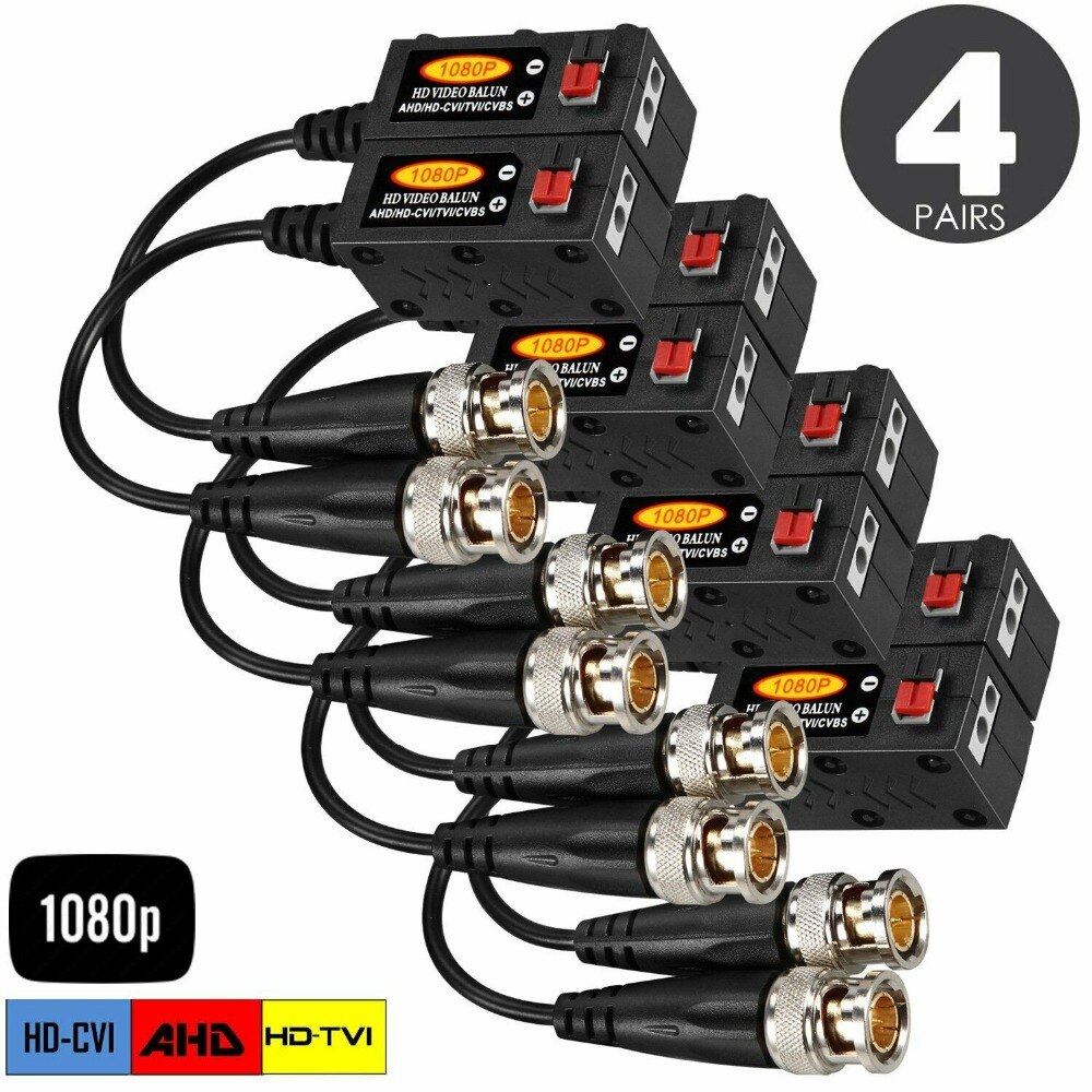 1080P 4MP 5MP 8MP AHD/HD-CVI/TVI/CVBS Passive HD Video Balun Transmitter 4 Pairs (UTP Up to 350M-600M)