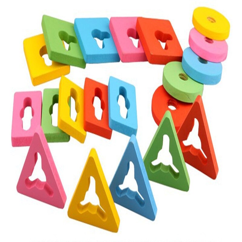 Wooden Toys Color Shaped Sorting Stacking Block To... – Grandado