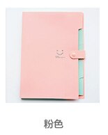 Cute Smile 5 Pocket File Folders High Capacity Plastic Envelope Folder Paper ClipPaper Receiver storage organ bag: Pink