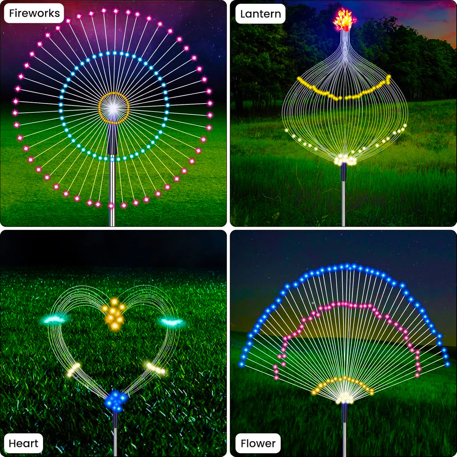 LED-Solar-Gartenleuchten für den Außenbereich, wasserdicht, Solar-Feuerwerk-Lichter zum Selbermachen für draußen, Bodenlampe, Rasen, Hof, Weg, Terrasse, Dekoration