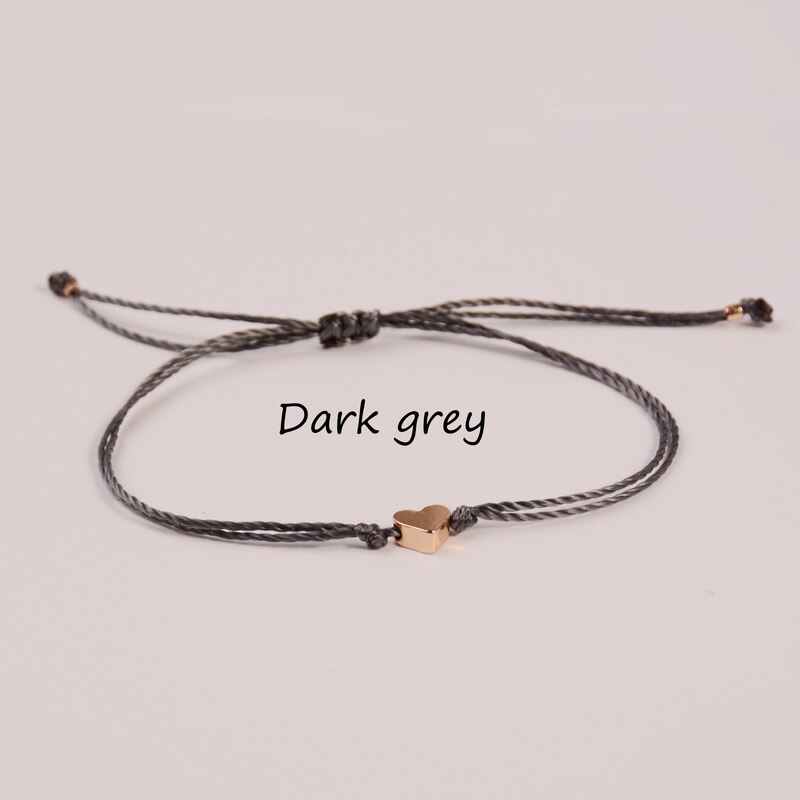 Kleurrijke Verstelbare Hart Handgemaakte Wax String Wens Armbanden & Bangles Vriendschap Armbanden voor Vrouwen Gouden Golf Sharp Armbanden: Dark gray