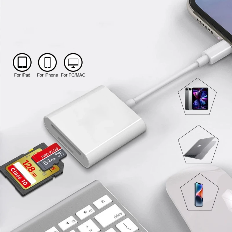 Czytnik kart Lightning na SD do adaptera pamięci flash SD/TF Adapter karty pamięci do pamięci flash IPhone IPad
