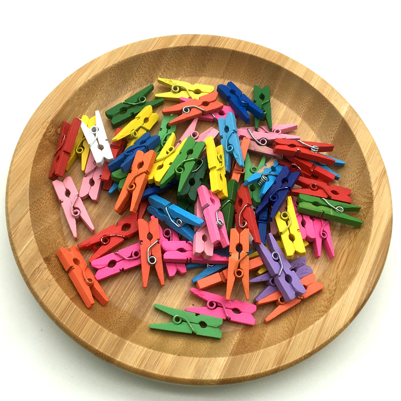 Clips de madera grandes para decoración de ropa, Clips coloridos de tres tamaños, 25/30/35mm, para fotos y paredes, 50/75/100 Uds.