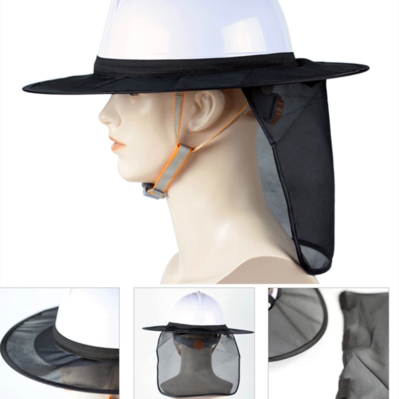 Casque de Protection accessoires ombre Protection solaire travail homme chantier extérieur Occlude Anti-UV noir bord rond respirant sécurité