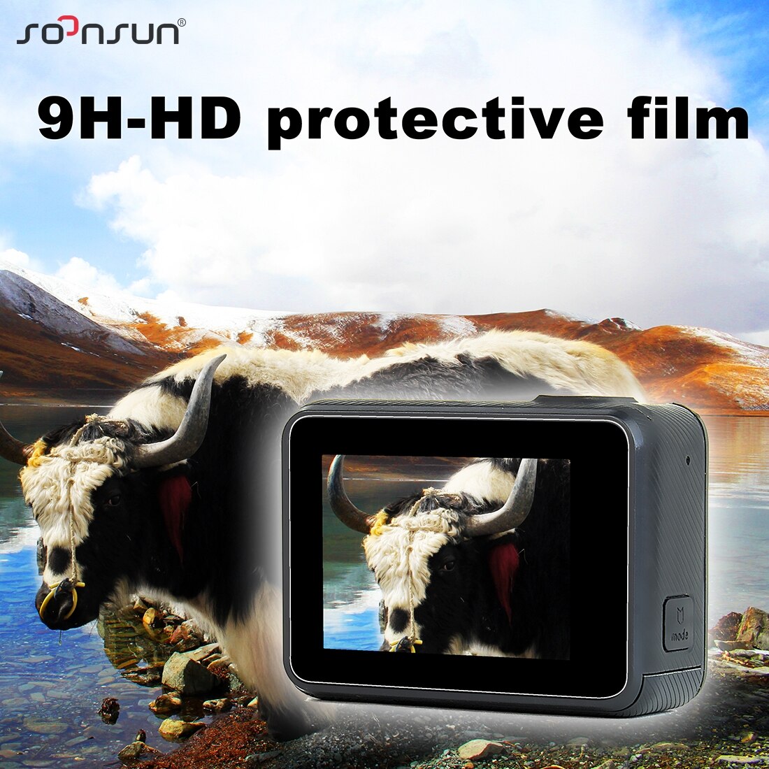 SOONSUN – Film de protection pour objectif et écran LCD, 4 pièces, avec capuchon pour objectif d&#39;appareil photo, pour GoPro Hero 7 6 5 Black Go Pro 7 argent/blanc