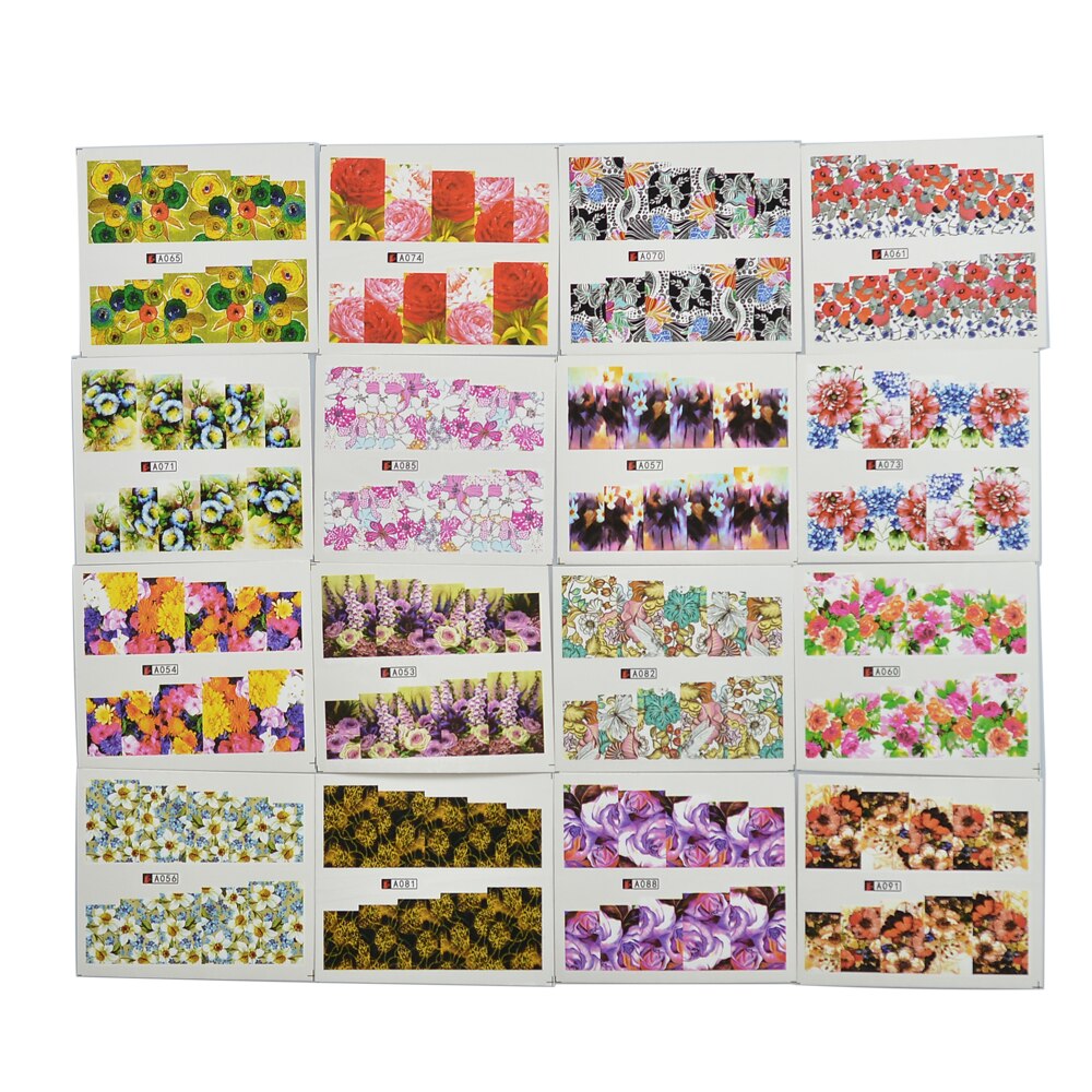 48pcs Mix Kleurrijke Volledige Nail Bloem Nail Art Water Transfer Sticker Nail Sticker Sets voor Gel Polish Manicure Decals TR # A049-096