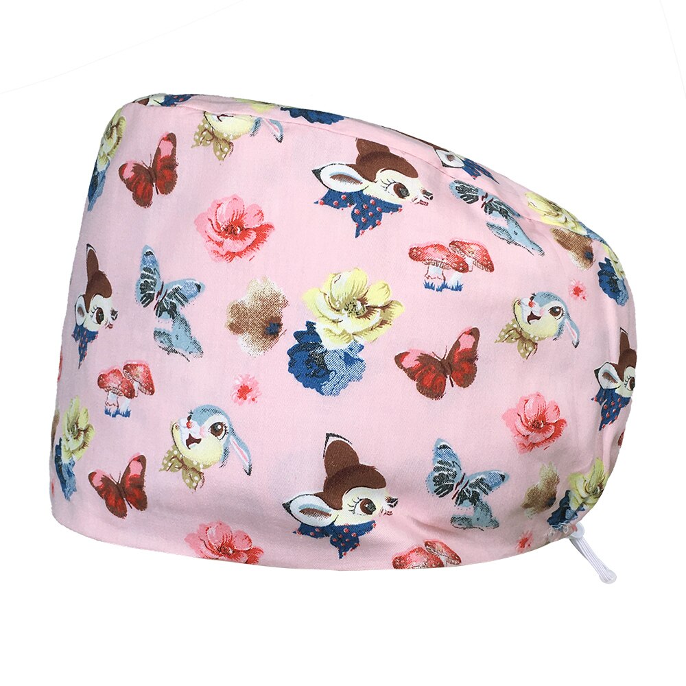 Scrubmuts voor huisdieren, verstelbare elastische gesp, werkmutsen voor voedingsdeskundigen, zweetabsorberend, cartoonprint, veelkleurige scrubmuts: 82026