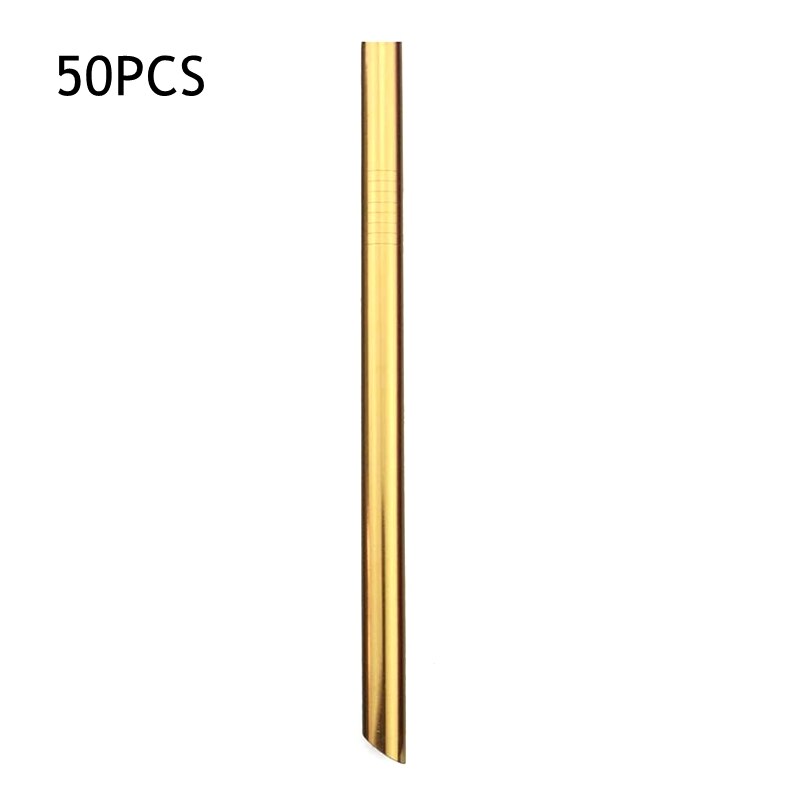 50 stuks 12mm drinkrietjes herbruikbare metalen rietjesset scherpe bubble tea rietjes 304 roestvrijstalen parel milkshake dikke rietjes buis