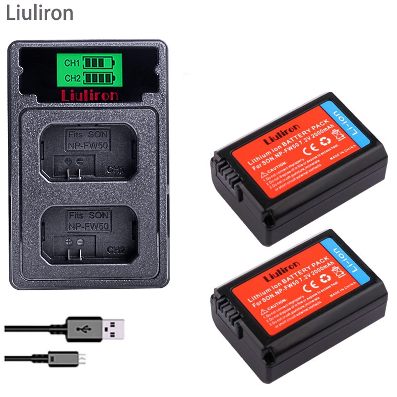 2000mAh bateria NP-FW50 NP FW50 Camera Battery + LCD USB Dual Charger for Sony Alpha a6500 a6300 a6000 a5000 a3000 NEX-3 a7R