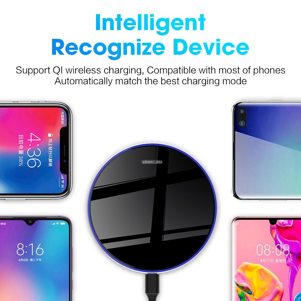 15W 10W Qi Wireless Charger For All mobile phones with wireless charging function Induction Fast Wireless Charging Dock Pad