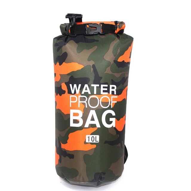 PVC Waterproof Dry Bag 10L 20L Camo Outdoor Diving Foldable Man Women Beach Swimming Bag Rafting River Ocean backpack: 10L Orange