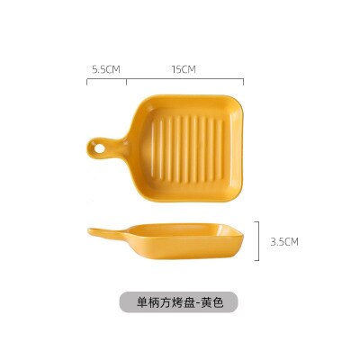 Prosty kolor nordycki szkliwione ceramiczne blacha robić pieczenia kreatywny uchwyt zachodniej taca gastronomiczna strona główna taca śniadaniowa piekarnik makaron pieczony ryż: żółty