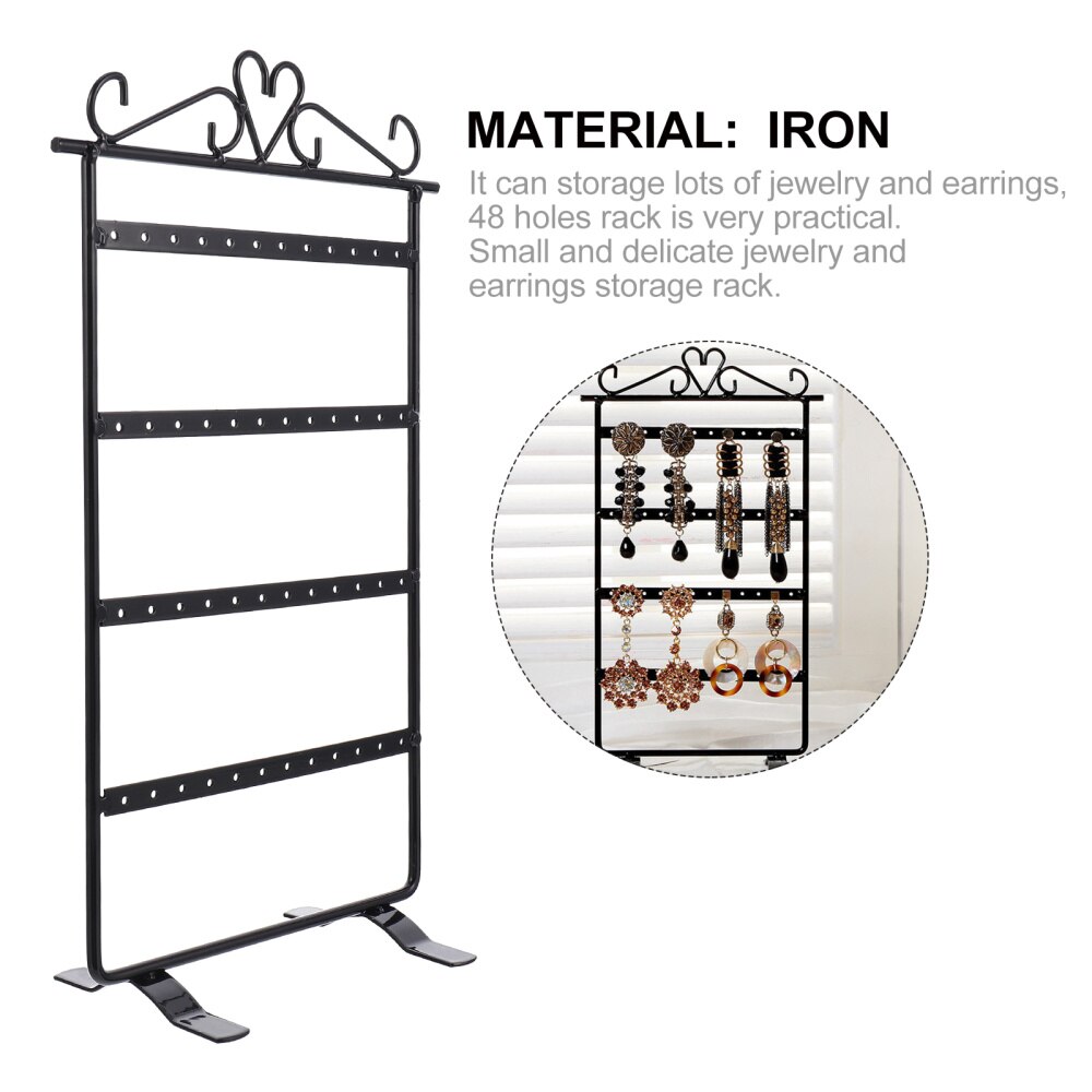 Delicate Earrings Organizer 48 Holes Ear Stud Holder Iron Jewelry Display Stand