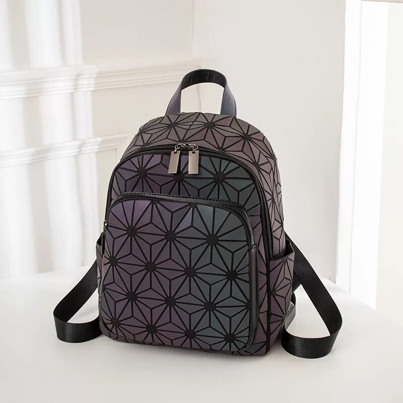 Holographic Luminous Rhombus Geometric Bag Cool Colorful Portable Diagonal Backpack: Style B