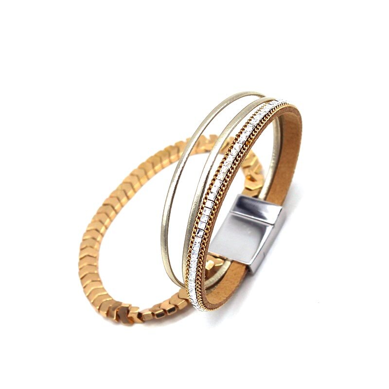 Totabc flerlags læderarmbånd til kvinder femme cool lås armbånd wrap armbånd magnet metal pulseira smykker