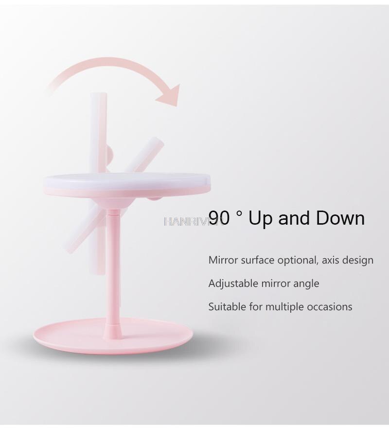 LED Makeup Mirror Backlit Circle Light Vanity Natural White Cosmetic Folding Adjustable Touch Screen Mirror Storage Base 3 Modes
