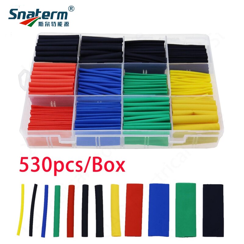 530Pcs 2:1 Krimpkous Wire Cable Sleeving Wrap Krimpkous Isolatie Krimpkousen Polyolefine Krimpen Buizen