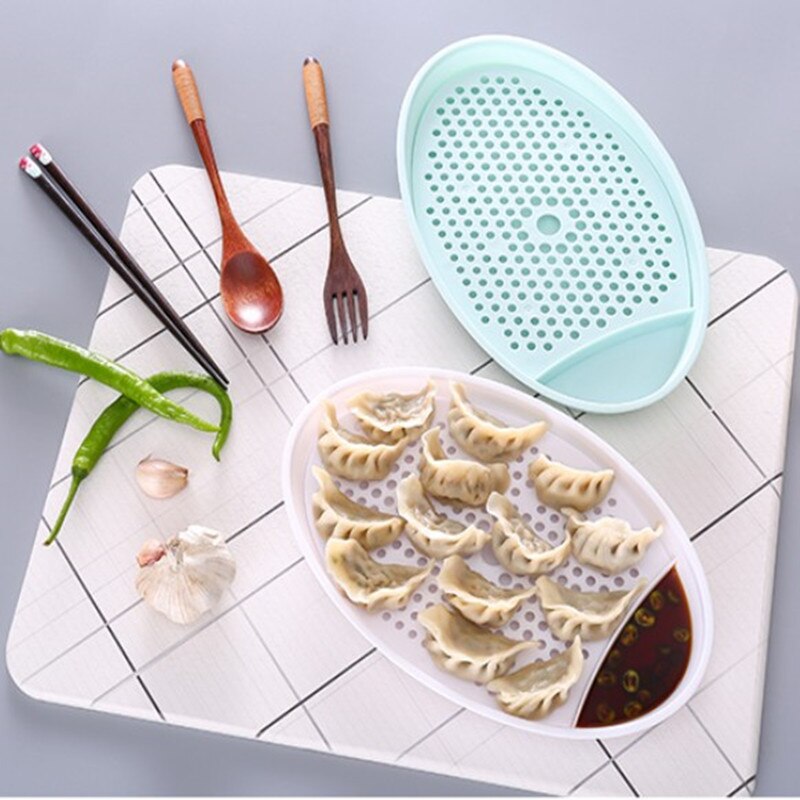 Podwójna taca plastikowe tace robić serwowania domowej restauracji pierogi dania na obiad ciasto sałatka makaron talerz sos ocet danie