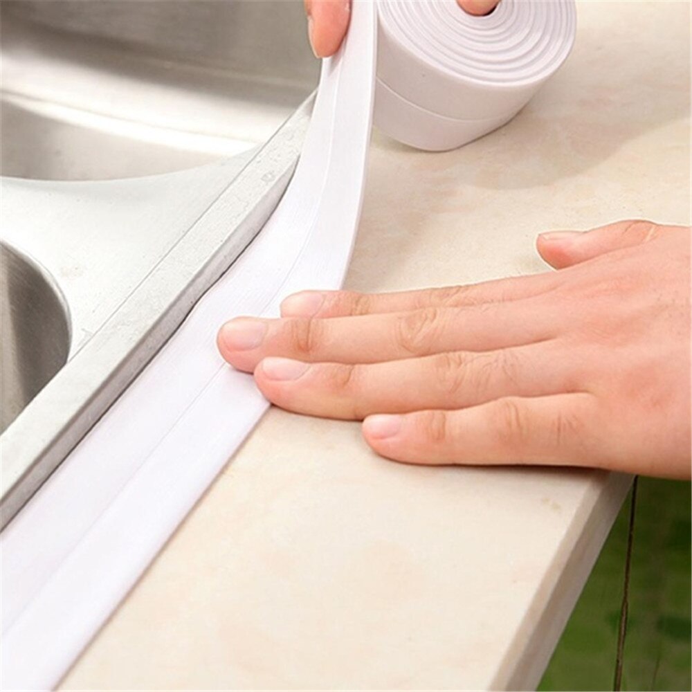Pvc materiale vask komfur crack vandtæt tape køkken badeværelse badekar hjørne forsegling fugt meldug beskytter kofangerstrimmel