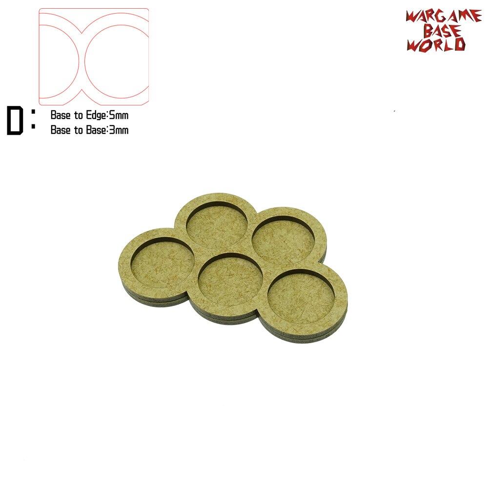 Wargame Base World - Movement Tray - 5 round 25mm - derangements Shape MDF