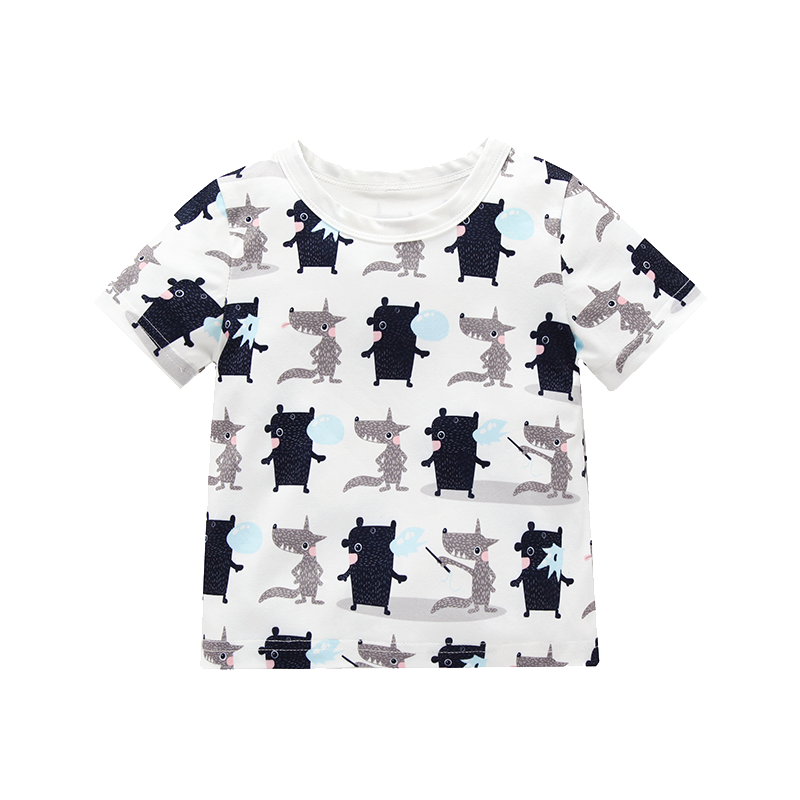 Leuke Mode Peuter Kinderen Baby Boy T-shirt O Hals Cartoon Korte Mouw Animal Gedrukt Top Kleding Outfits Zomer kleding: P3 / 24M