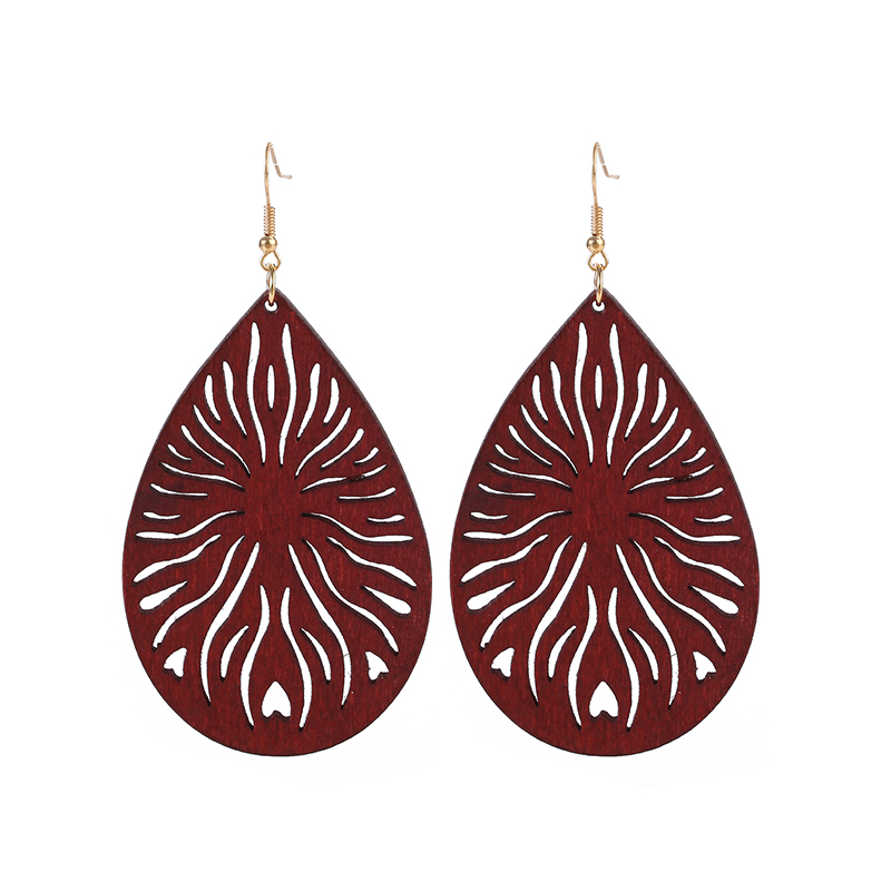 YULUCH of Wood Popular -shaped Hollow Flame Pendant Earrings for Personality Woman Jewelry Accessories