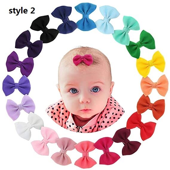 Nuovo 12 pz/moda solida neonata nastro mini fermaglio per capelli accessori spillo per bambini capelli fiocco barrette tornante copricapo