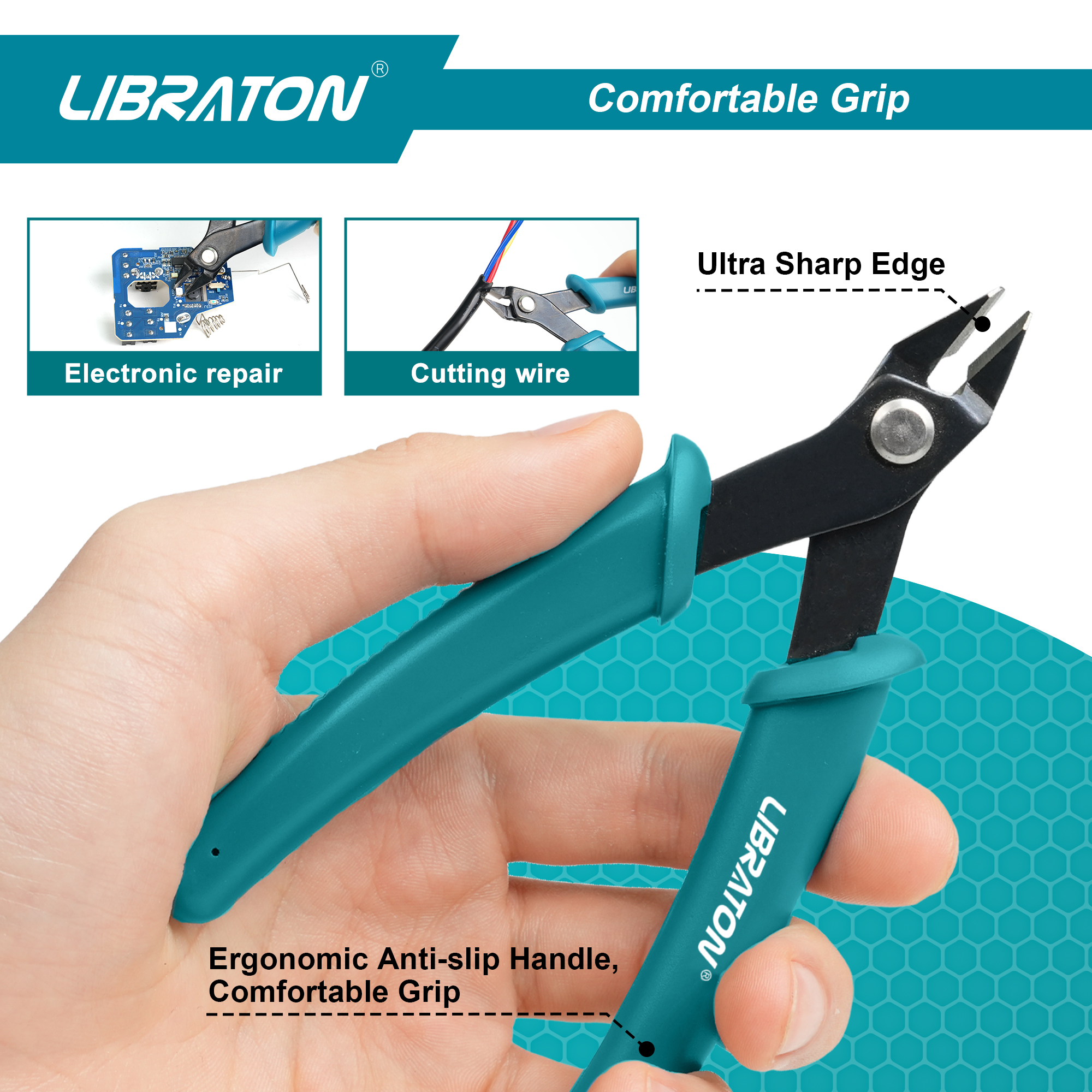 LIBRATON Micro cortador de alambre de 5,12", mini cortadores al ras de precisión y alicates de corte limpio para electrónica, modelo, joyería, kits de modelos