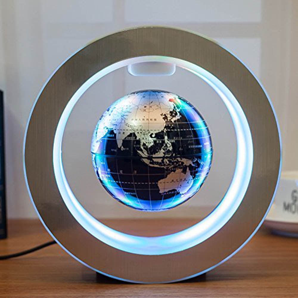 Round LED World Map Floating Globe Magnetic Levitation Night Light Anti Gravity Magic Teaching Globes Birthday