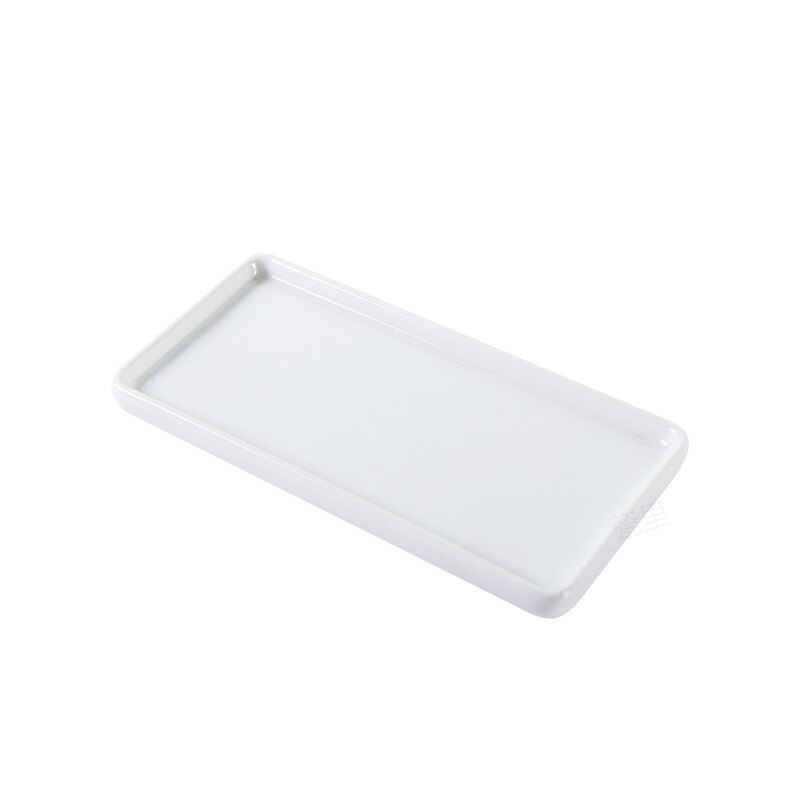 Porcelain ceramic white tea tray long plate gargle cup tray bathroom storage plate