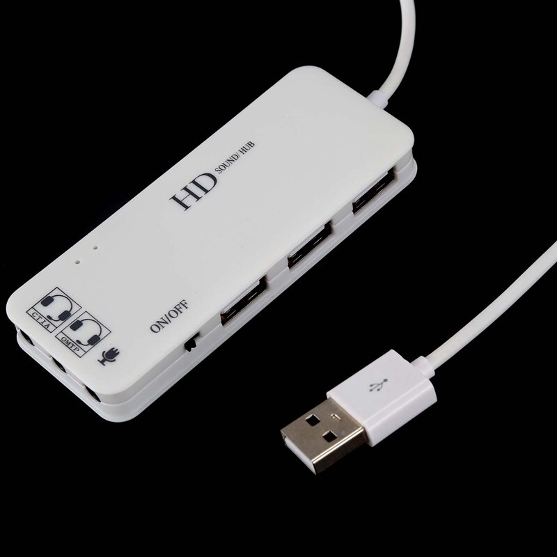 3 Port Usb 2.0 Hub Externe 7.1Ch Geluidskaart Headset Microfoon Adapter Voor Pc