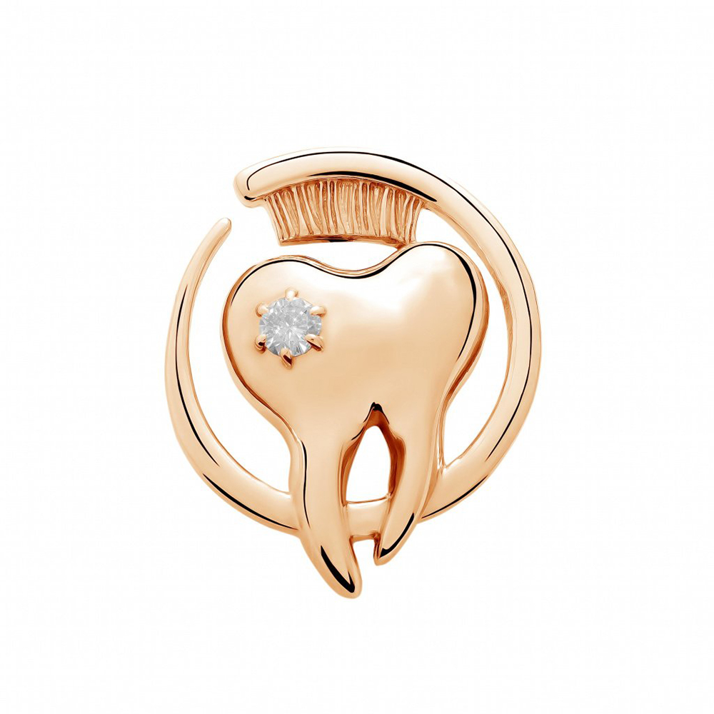 Hanreshe Tand Tandarts Kristallen Broche Pins Mondverzorging Tandenborstel Revers Badge Medische Sieraden Cadeau voor Tandarts Verpleegkundige: Goud-kleur