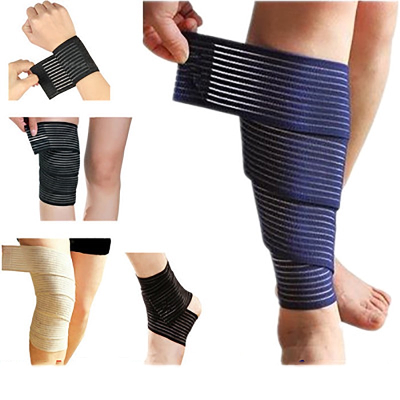 1Pcs Elastische Bandage Tape Sport Knie Ondersteuning Strap Scheenbeschermer Compressie Protector Voor Enkel Been Wrist Wrap