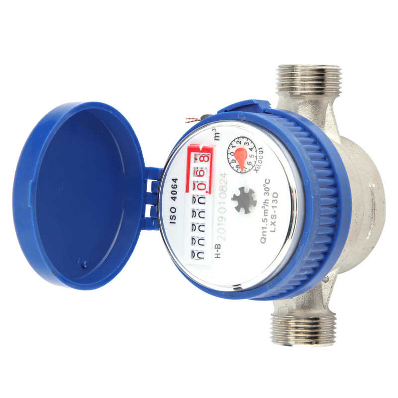 1/2in Copper Mechanical Water Meter Water Flow Gauge With Rotary Counter